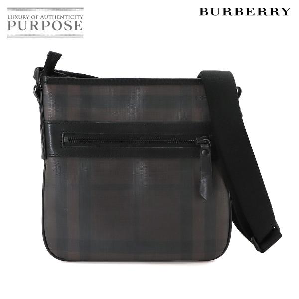 バーバリー BURBERRY ロンドンチェック ショルダー バッグ PVC レザー ブラウン ブラッ...