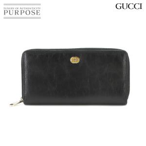 グッチ GUCCI インターロッキングG ラウンドファスナー 長財布 レザー ブラック 575988 シルバー ゴールド 金具 90225499｜purpose-inc