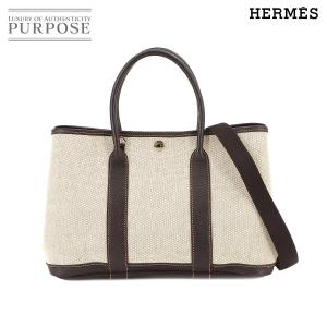 新品同様 エルメス HERMES ガーデンパーティ TPM トート バッグ トワルアッシュ レザー ...