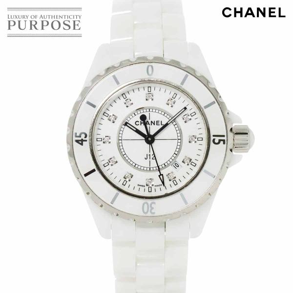 シャネル CHANEL J12 33mm H1628 レディース 腕時計 12P ダイヤ デイト ホ...