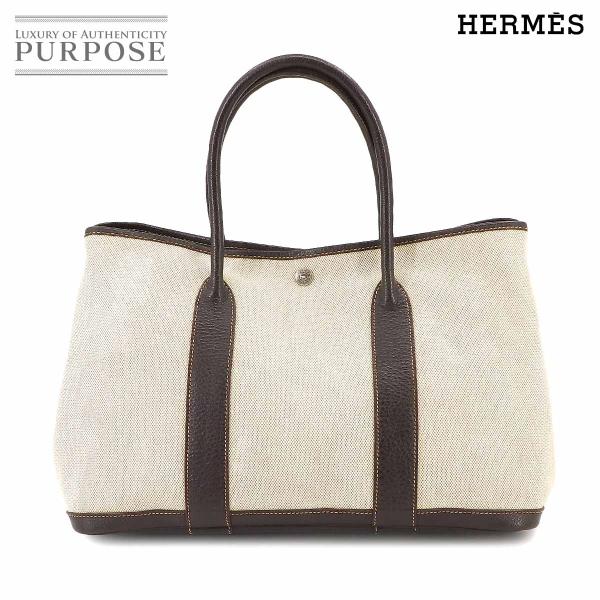 エルメス HERMES ガーデンパーティ 36 PM トート バッグ トワルアッシュ レザー ナチュ...