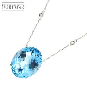 ブルートパーズ 45.53ct ダイヤ 0.08ct ネックレス 45cm K18 WG ホワイトゴールド 750 Blue Topaz Diamond Necklace 90229316｜purpose-inc