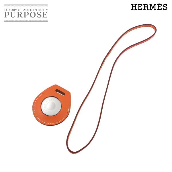 未使用 展示品 エルメス HERMES アップル エアタグ バッグ チャーム スイフト オレンジ ゴ...