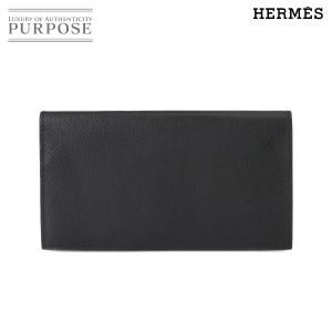 新品同様 エルメス HERMES シチズン ツイル ロング コンビネ 二つ折り 長財布 エプソン ブラック Z刻印 シルバー 金具 90229527｜purpose-inc