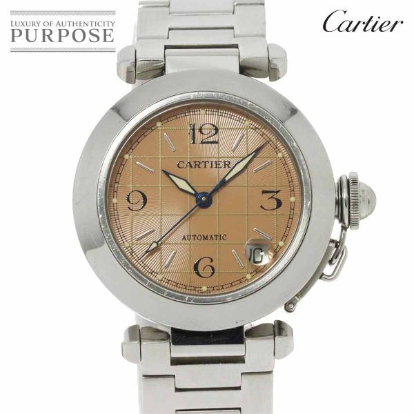 カルティエ Cartier パシャC W31024M7 ボーイズ 腕時計 デイト サーモンピンク 文...
