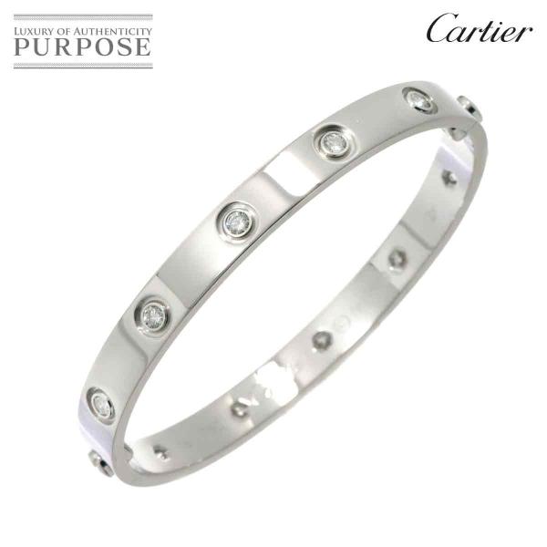 カルティエ Cartier ラブブレス フル ダイヤ 10P #16 K18 WG 750 ブレスレ...