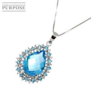 ブルートパーズ 16.18ct ダイヤ ネックレス 45cm K18 WG ホワイトゴールド 750 Blue Topaz Diamond Necklace 90231488｜purpose-inc