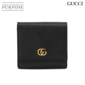 未使用 展示品 グッチ GUCCI GGマーモント 二つ折り 財布 レザー ブラック 598587 ゴールド 金具 GG Marmont Wallet 90231793｜purpose-inc