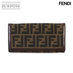 フェンディ FENDI ズッカ柄 長財布 キャンバス レザー ブラウン 2309 8510 シルバー 金具 Long Wallet 90231807｜purpose-inc