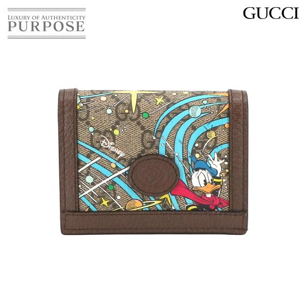 グッチ GUCCI ディズニー ドナルドダック GGスプリーム 二つ折り 財布 ベージュ ブラウン ...