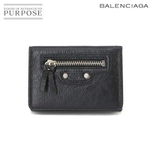 新品同様 バレンシアガ BALENCIAGA クラシック ミニ ウォレット 三つ折り 財布 レザー ブラック 477455 Wallet 90232025｜purpose-inc