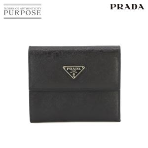 プラダ PRADA 三つ折り 財布 サフィアーノレザー ブラック M170A シルバー 金具 Wallet 90232045｜purpose-inc