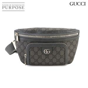 新品同様 グッチ GUCCI オフィディア ベルト バッグ ボディ ウエスト ポーチ GGスプリーム レザー グレー ブラック 733868 90233876｜purpose-inc