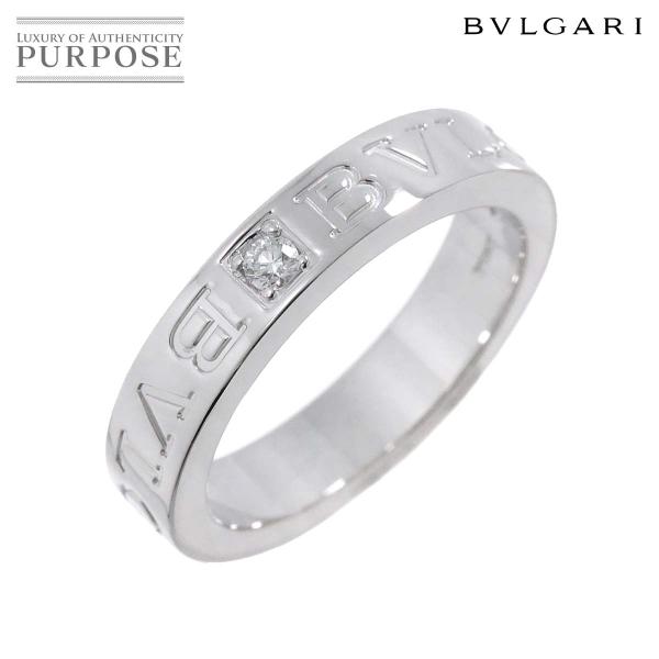 ブルガリ BVLGARI ダブル ロゴ 9.5号 リング ダイヤ 1P K18 WG ホワイトゴール...