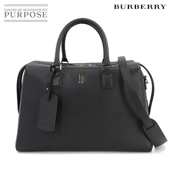 未使用 展示品 バーバリー BURBERRY 2way ボストン ショルダー バッグ レザー ブラッ...