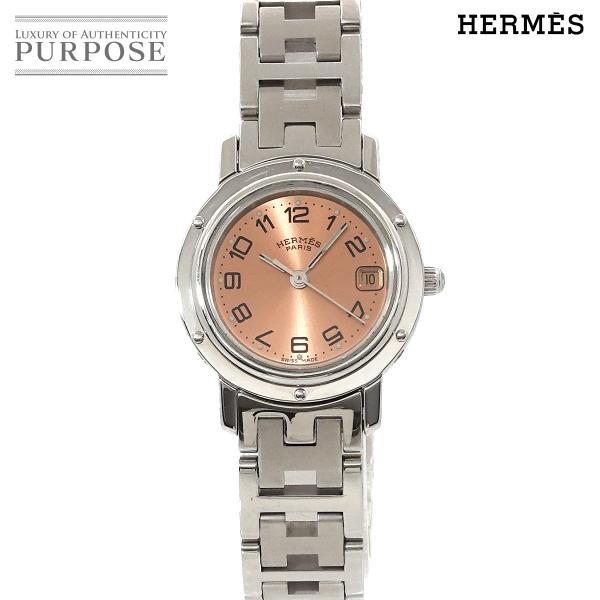 エルメス HERMES クリッパー CL4 210 レディース 腕時計 デイト ピンク クォーツ ウ...