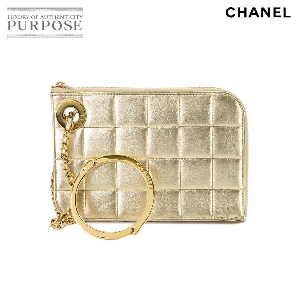 シャネル CHANEL チョコバー チェーン クラッチ バッグ レザー ゴールド 金具 ヴィンテージ...