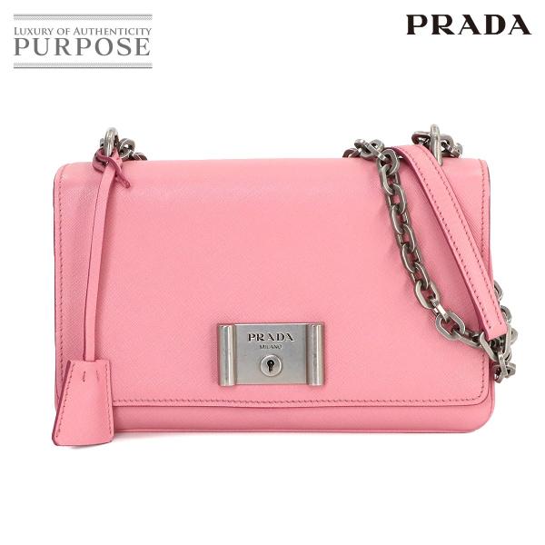 新品同様 プラダ PRADA サフィアーノ ショルダー バッグ レザー ピンク 1BD009 マット...