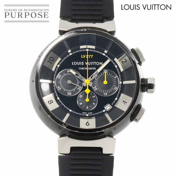 ルイ ヴィトン LOUIS VUITTON タンブール イン ブラック Q114K クロノグラフ デ...