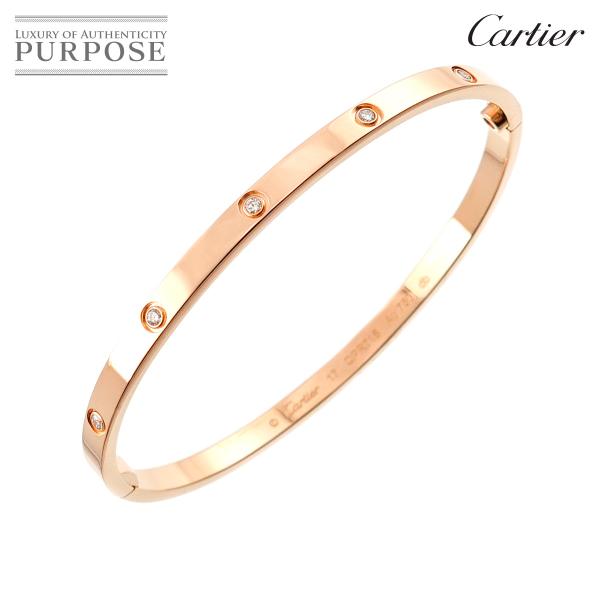 カルティエ Cartier ラブ ブレス スモール SMフルダイヤ 10P #17 K18 PG 7...