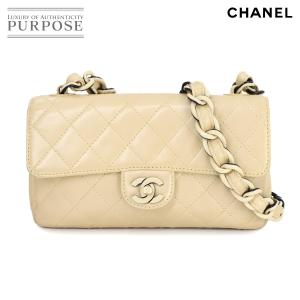 美品 シャネル CHANEL マトラッセ プラチェーン ショルダー バッグ レザー ベージュ ブラック ヴィンテージ Matelasse Bag 90282908