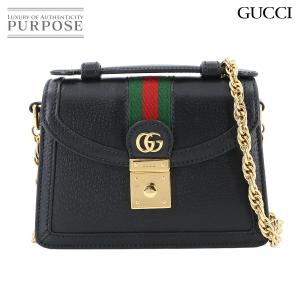 新品同様 グッチ GUCCI オフィディア ミニ 2way ハンド チェーン ショルダー バッグ レザー ブラック 779834 90283195