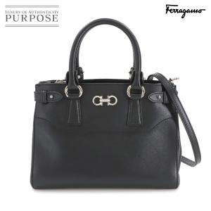 新品同様 サルヴァトーレ フェラガモ Salvatore Ferragamo ガンチーニ 2way ハンド ショルダー バッグ レザー ブラック 90287357