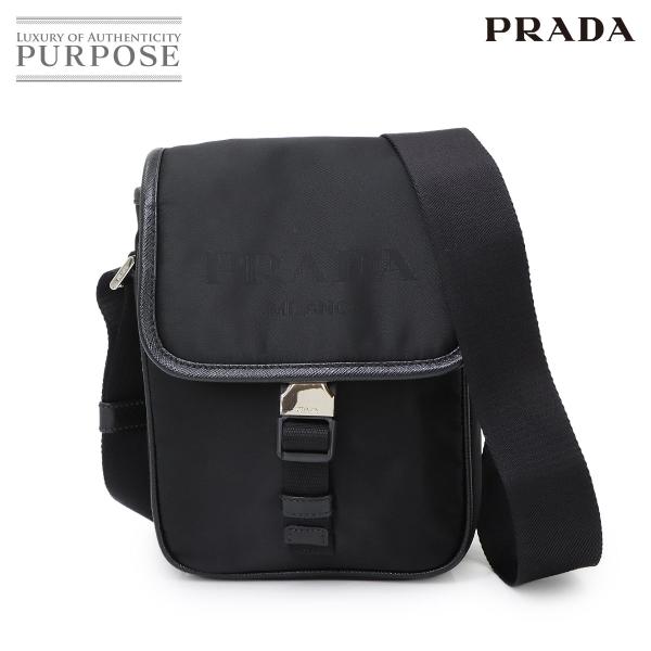 未使用 展示品 プラダ PRADA ショルダー バッグ ナイロン サフィアーノレザー ネロ 2VD0...