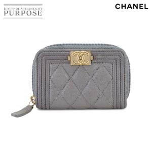 シャネル CHANEL ボーイシャネル ジップ コインパース 小銭入れ キャビアスキン レザー グレー A80602 ゴールド 金具 Coin Purse 90292860