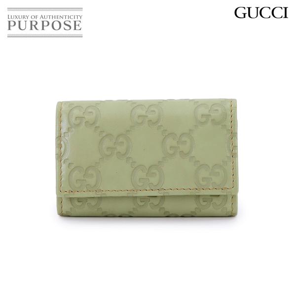 グッチ GUCCI グッチシマ 6連 キーケース レザー ライトグリーン 138093 ゴールド 金...