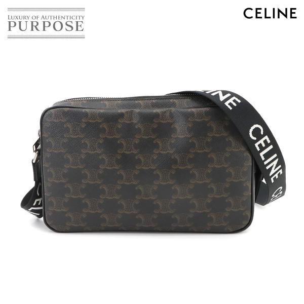 新品同様 セリーヌ CELINE トリオンフ ミディアム メッセンジャー ショルダー バッグ PVC...