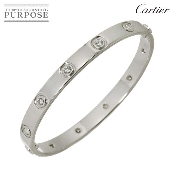 カルティエ Cartier ラブブレス フル ダイヤ 10P #16 K18 WG 750 ブレスレ...