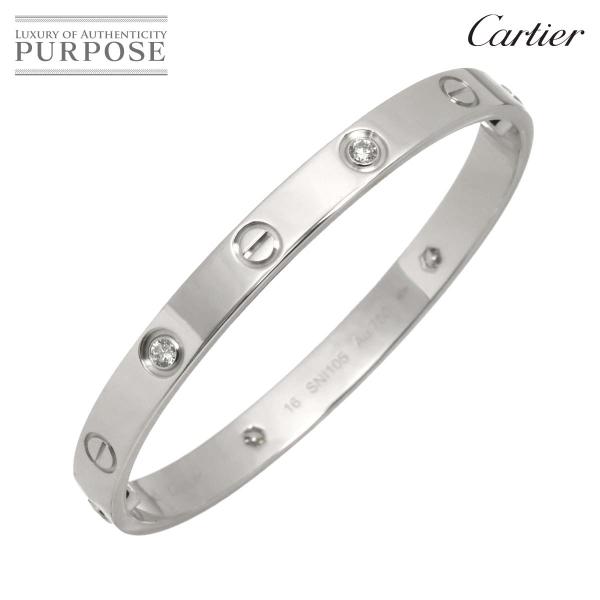 カルティエ Cartier ラブ ブレス ハーフ ダイヤ 4P #16 K18 WG 750 ブレス...