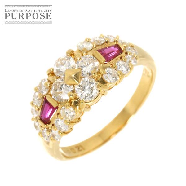 リング 11.5号 ダイヤ 1.02ct ルビー 0.21ct K18 YG イエローゴールド 75...