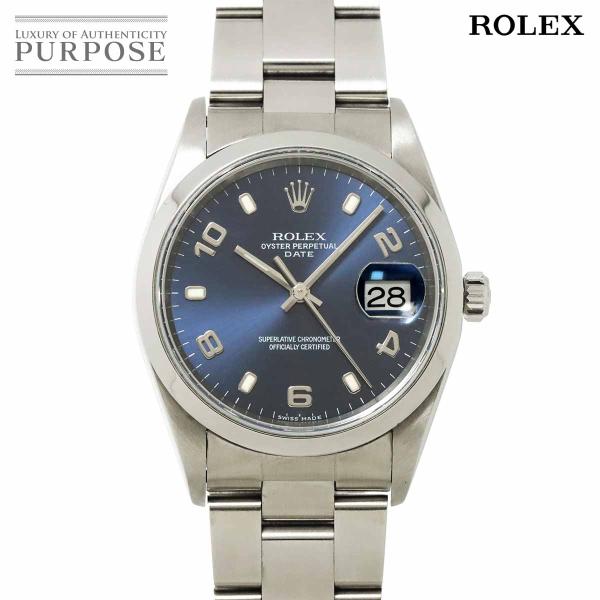 ロレックス ROLEX オイスターパーペチュアル デイト 15200 P番 メンズ 腕時計 ブルー ...