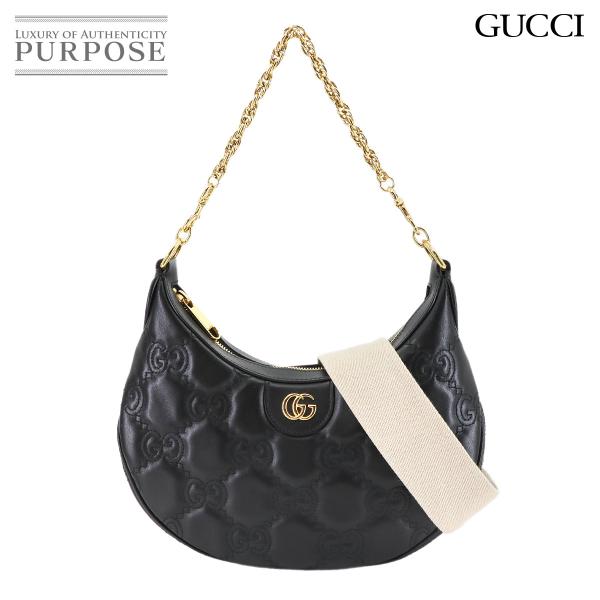 未使用 展示品 グッチ GUCCI GGマトラッセ ショルダー バッグ レザー ブラック 73970...