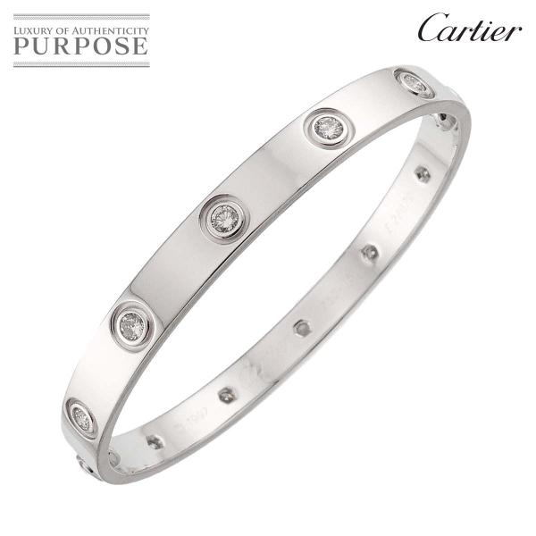 カルティエ Cartier ラブブレス フル ダイヤ 10P #16 K18 WG 750 ブレスレ...