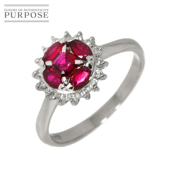 リング 12.5号 ルビー 1.00ct ダイヤ 0.16ct Pt プラチナ 指輪 Ruby Ri...