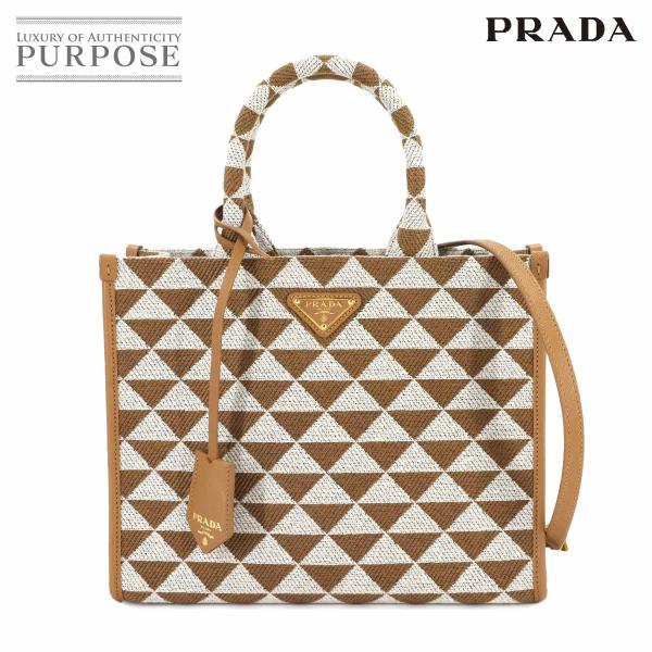 未使用 展示品 プラダ PRADA シンボル エンブロイダリー スモール 2way トート ショルダ...