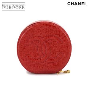 新品同様 シャネル CHANEL ココマーク ジュエリー ケース ボックス アクセサリー ポーチ キャビアスキン レッド ヴィンテージ 90306329