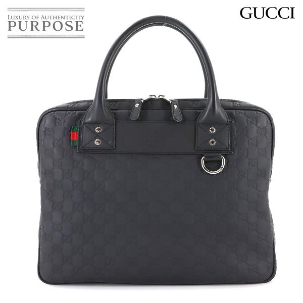 未使用 展示品 グッチ GUCCI グッチシマ ブリーフケース ビジネス バッグ レザー ブラック ...