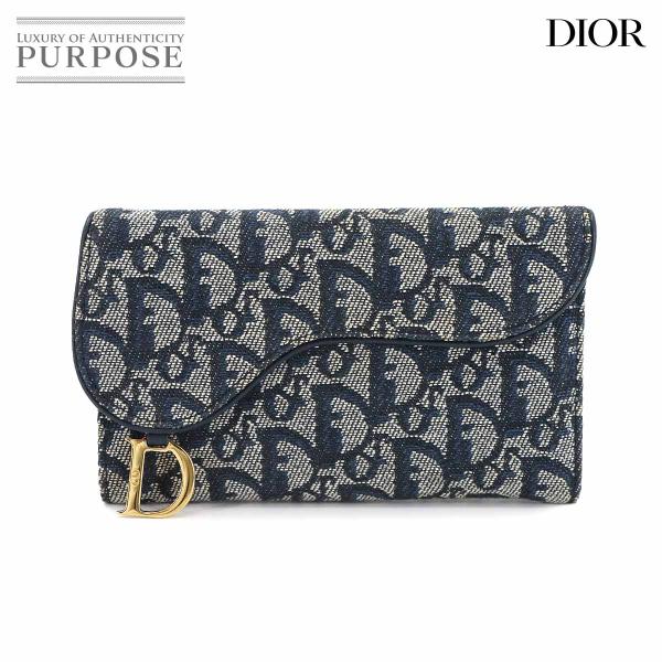 新品同様 クリスチャン ディオール Christian Dior トロッター サドル 三つ折り 長財...
