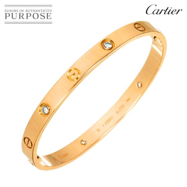 カルティエ Cartier ラブ ブレス #18 ハーフ ダイヤ 4P K18 PG 750 ブレス...