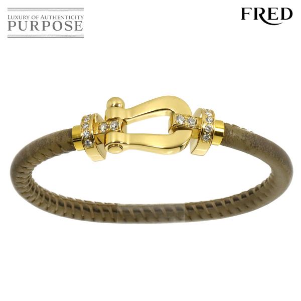 フレッド FRED フォース10 ラージ LM ハーフダイヤ ブレスレット #14 K18 YG イ...