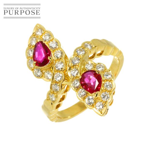 リング 12号 ルビー ダイヤ 0.69ct K18 YG イエローゴールド 750 指輪 Ruby...