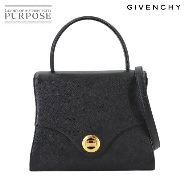 美品 ジバンシー GIVENCHY 2way ハンド ショルダー バッグ レザー ブラック ゴールド...
