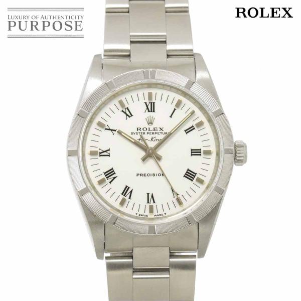 ロレックス ROLEX エアキング 14010M W番 メンズ 腕時計 エンジンターンドベゼル ホワ...