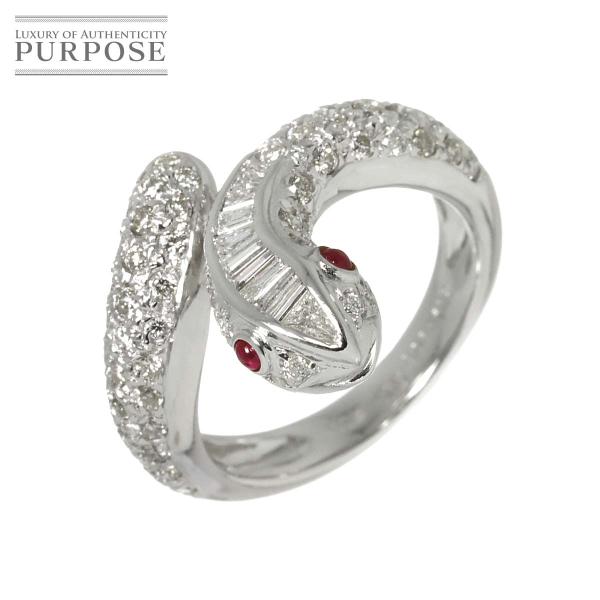 リング 11号 ルビー 0.06ct ダイヤ 1.08ct K18 WG ホワイトゴールド 750 ...