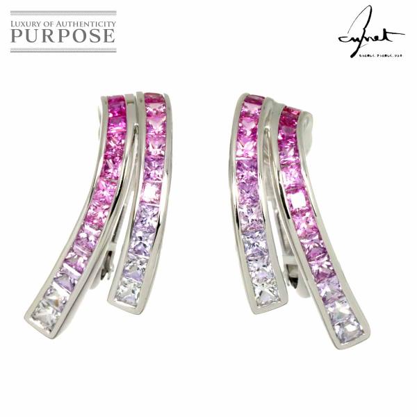 ジュネ Jeunet サファイヤ 2.87ct イヤリング K18 K14 WG ホワイトゴールド ...