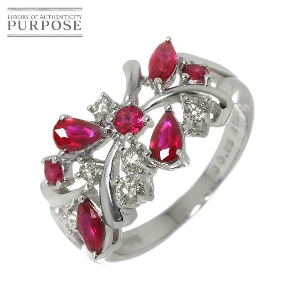 リング 13号 ルビー 1.20ct ダイヤ 0.25ct K18 WG ホワイトゴールド 750 ...
